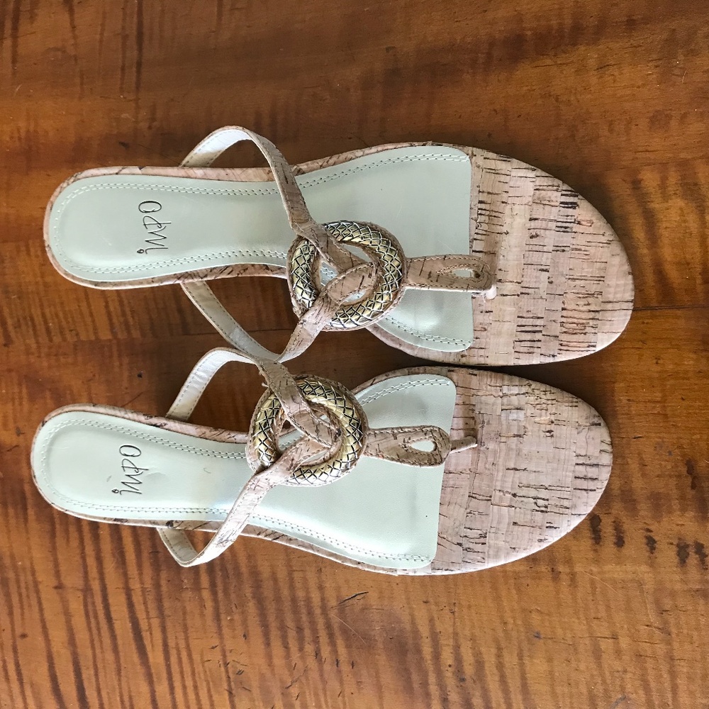 Cork Kitten Heel Sandals